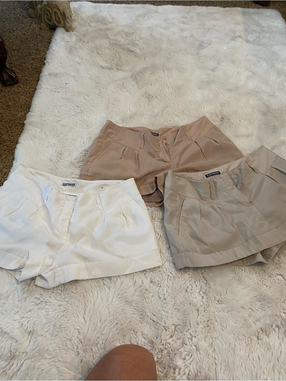 Express Women’s Shorts Trio - White, Beige, Taupe